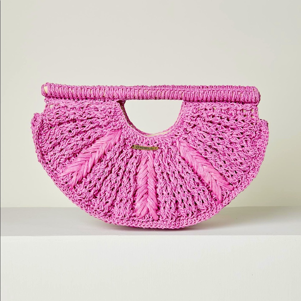 O’Neill straw clutch bag